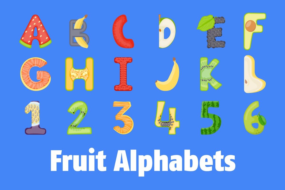 40个水果字母矢量图标下载 40 Fruit Alphabets Flat Vector Icons