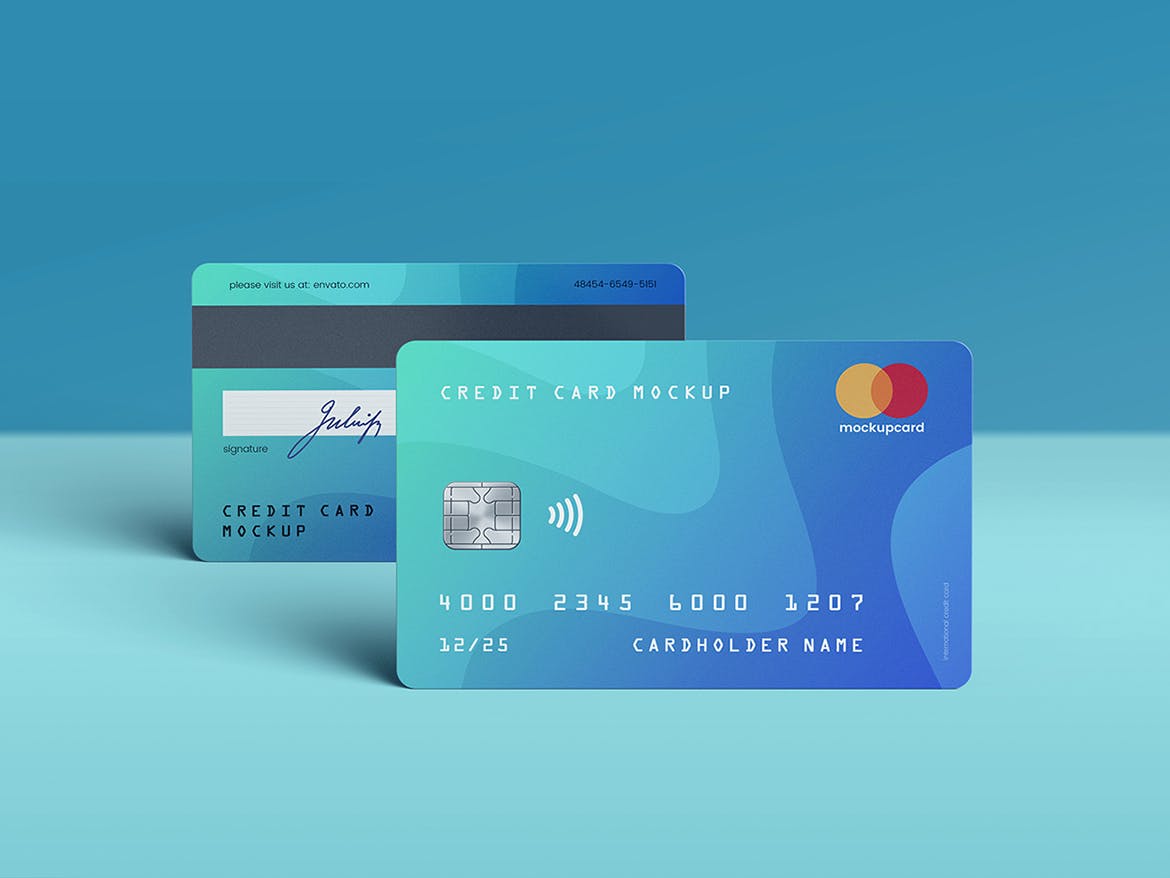 高品质的银行卡会员卡芯片卡信用卡借记卡VI设计样机展示模型mockups - 云瑞设计