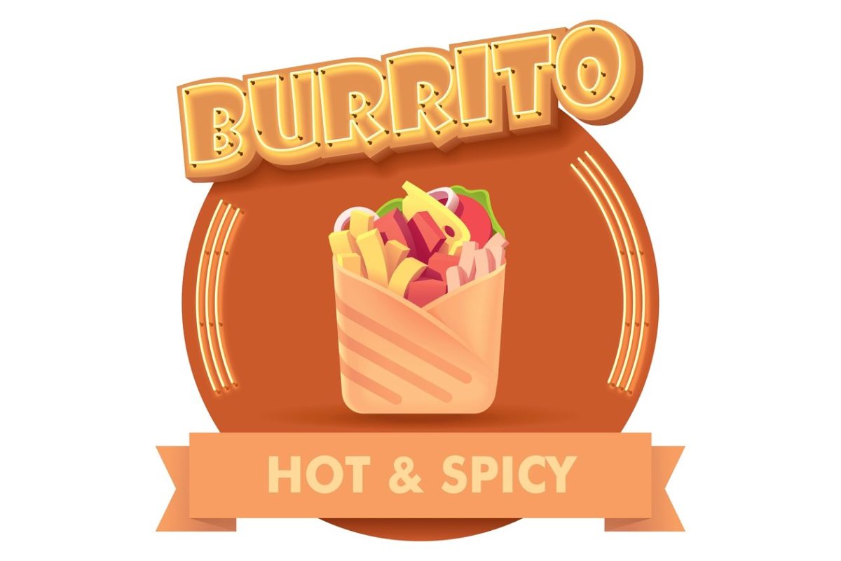 卷饼图标插画 Vector burrito illustration or label