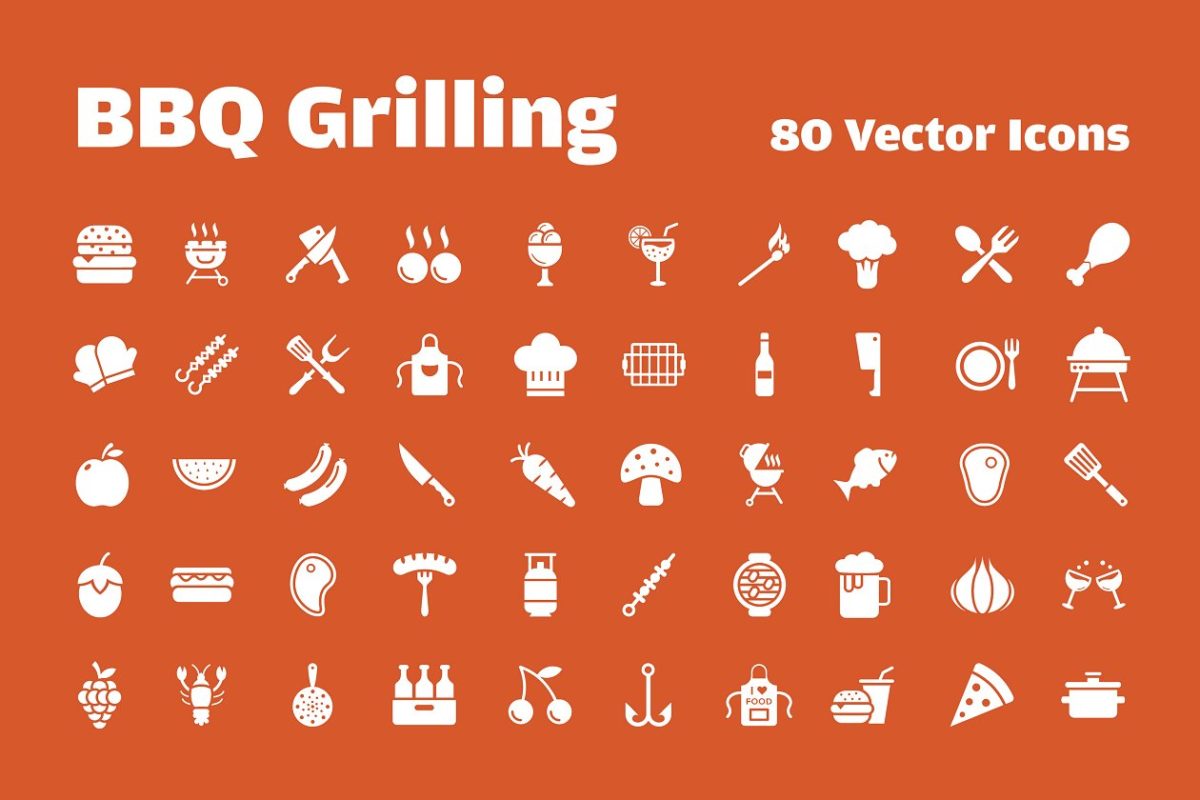 烧烤矢量图标素材 80 Barbeque Grilling Vector Icons