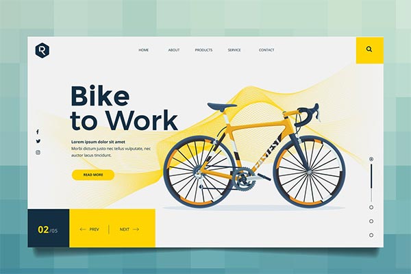 时尚高端简约的多用途自行车工作海报banner着陆页网页英雄标题PSD&AI设计模板