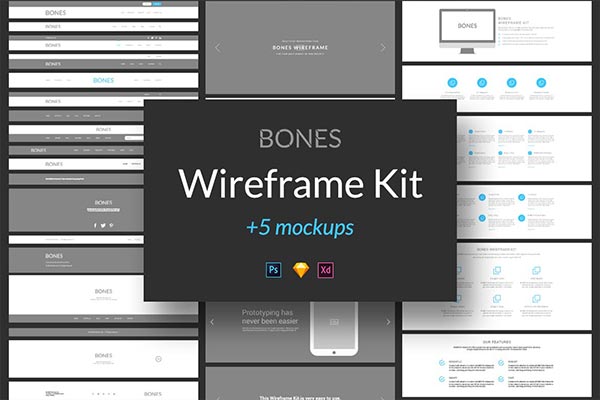 高品质的多用途Bones线框套件UI KITS