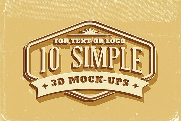 10个简约风格的3D立体复古logo标志图层样式VI样机展示模型mockups