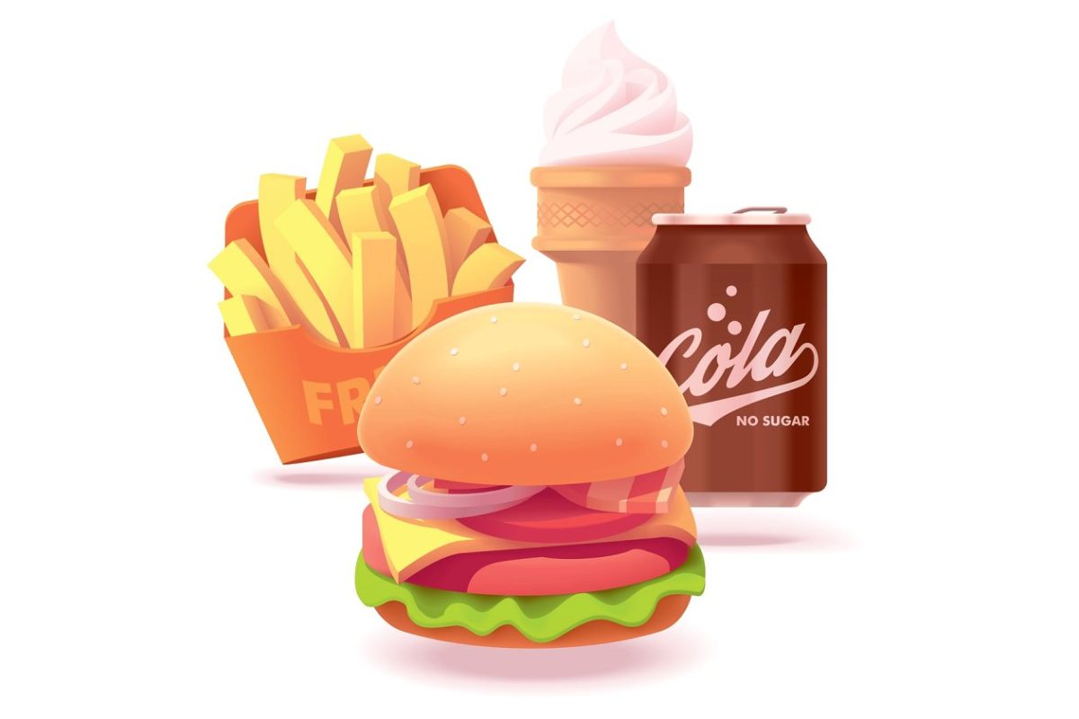 快餐矢量插画 Vector burger set illustration