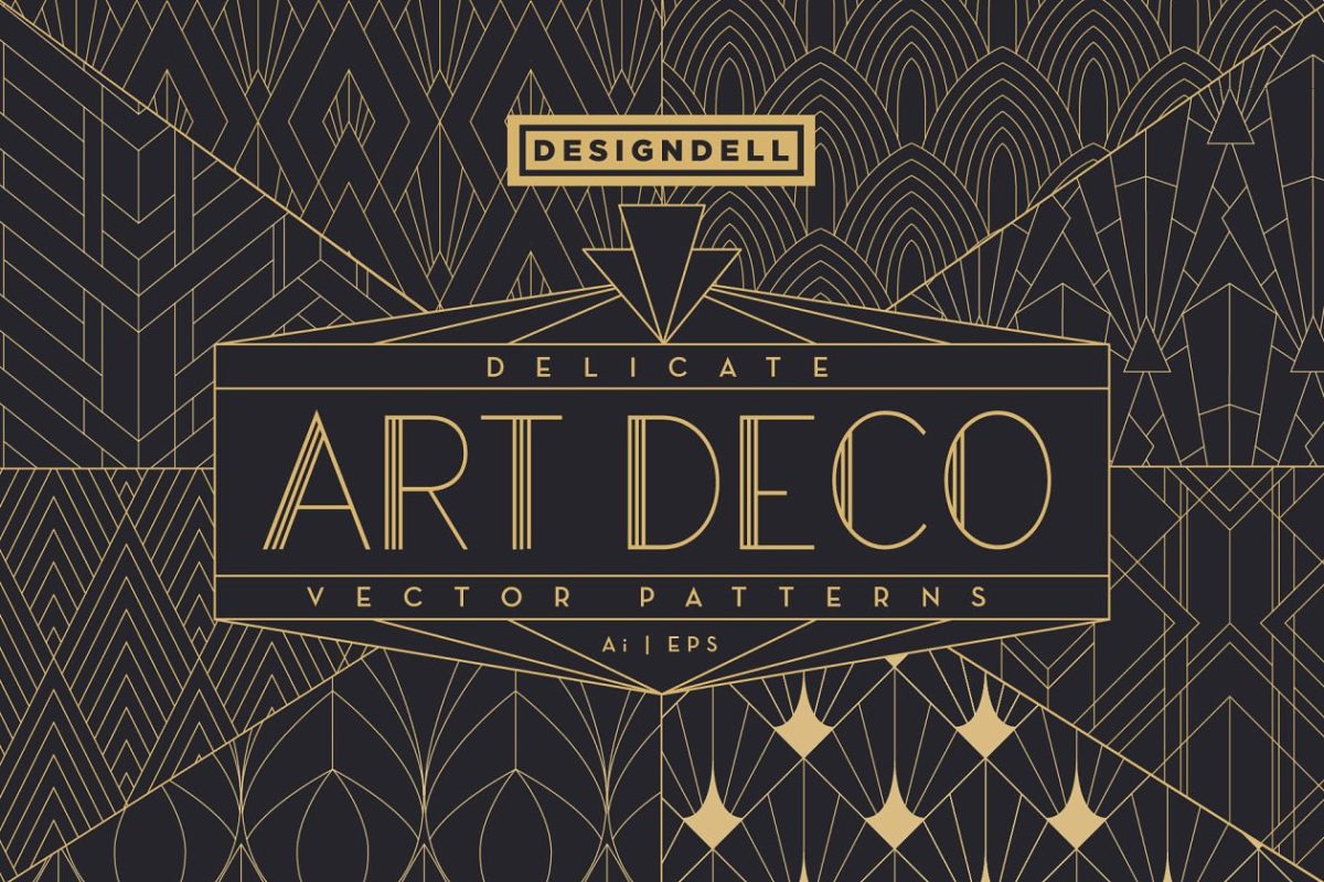 精致的装饰艺术矢量图案 Delicate Art Deco Vector Patterns