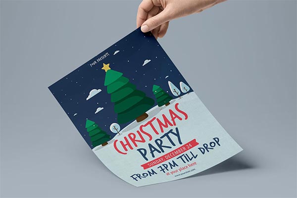 时尚清新简约的新年圣诞节派对传单party海报DM设计模板