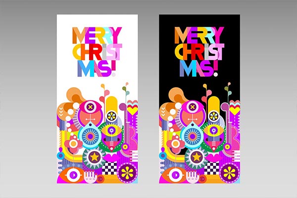 时尚简约绚丽的新年圣诞节概念抽象生日会party海报宣传单DM插画banner设计模板