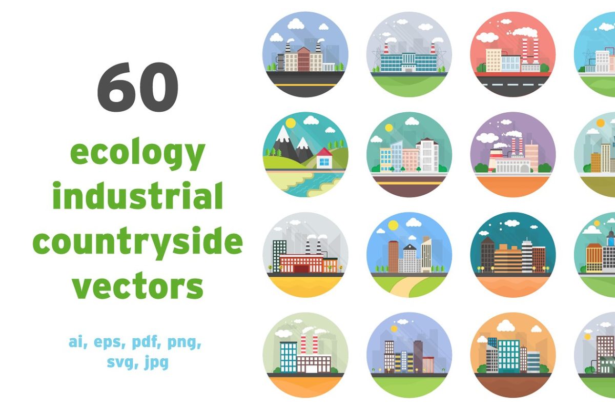 生态工业村矢量图标素材 60 Ecological Industrial Countryside