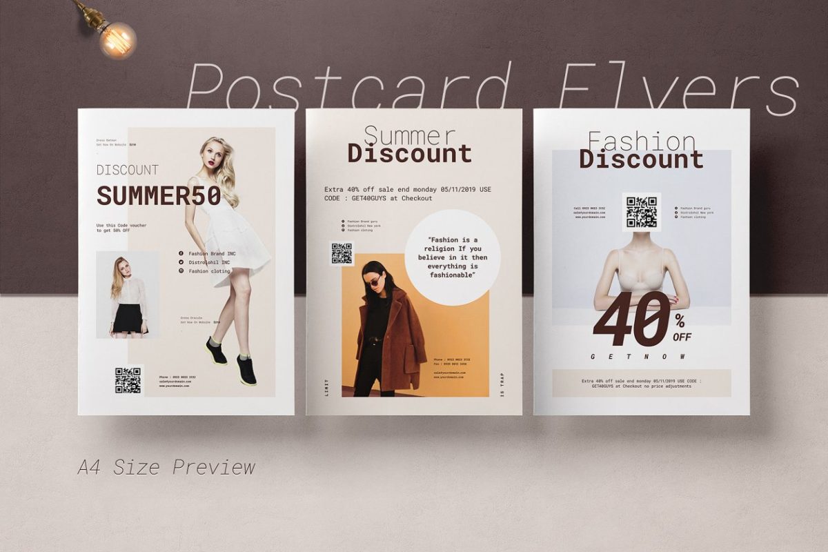 时尚卡片海报传单模板 Fashion Postcard Flyers