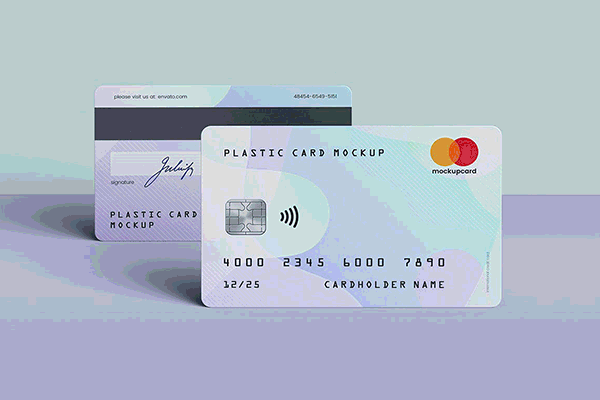 时尚高端的高品质芯片卡VIP卡银行卡信用卡会员卡设计VI样机展示模型mockups