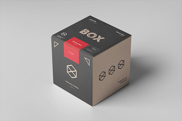 时尚高端10cm×10cm×10cm尺寸的包装盒子礼物礼品礼盒包装设计VI样机展示模型mockups