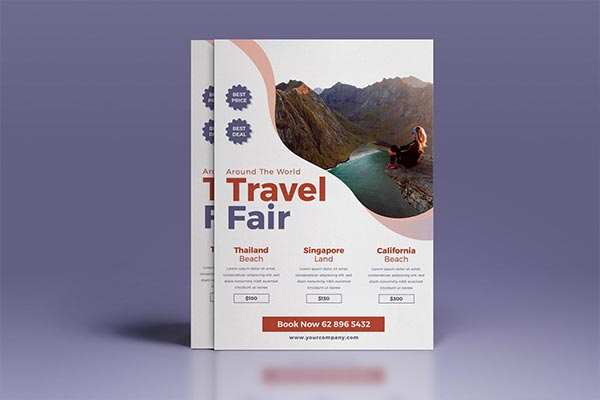 时尚高端多用途的简约旅游海报宣传单DM设计模板（AI&PSD）