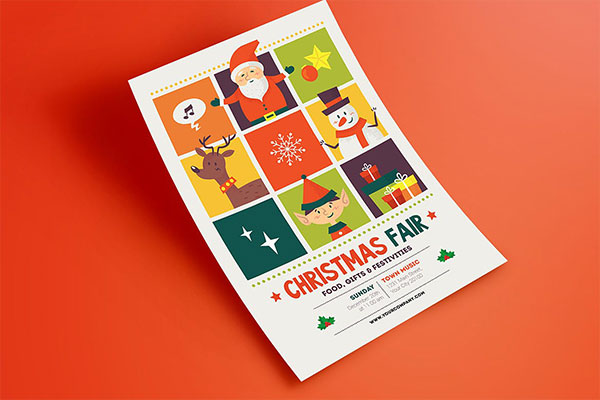 时尚简约多用途的圣诞老人圣诞节新年海报宣传单DM设计模板
