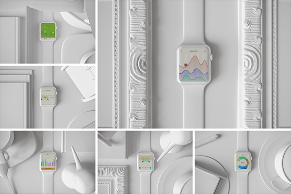 时尚清新简约高端简洁的Apple Watch UI样机展示模型mockups