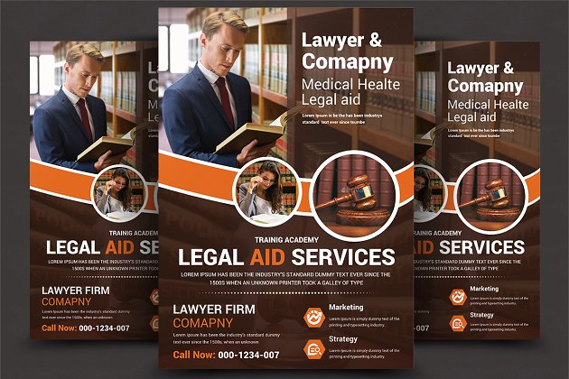 律师事务所业务传单模板 Lawyer Firm Business Flyer Template