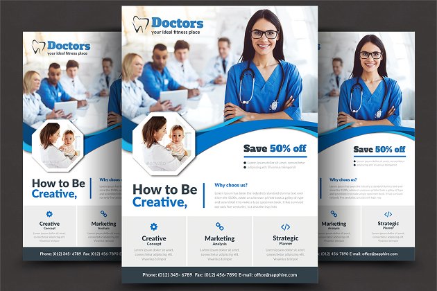 健康医疗海报制作模板 Health & Medical Doctors Flyer