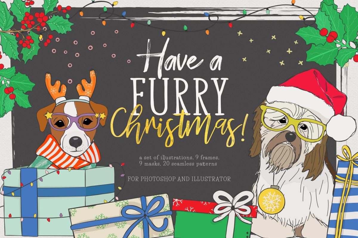 有趣的圣诞节插画 Have A Furry Christmas