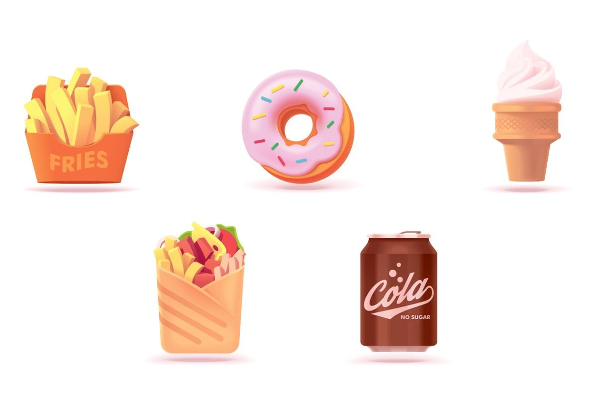 快餐甜食图标 Vector fast food icon set