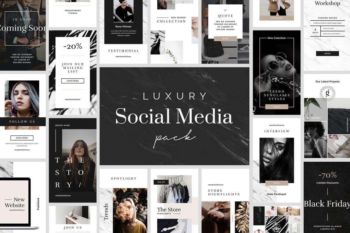 奢华社交媒体Ins故事贴图模板 Luxury Instagram Stories Pack