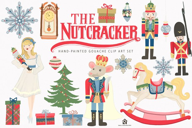 卡通胡桃夹子剪贴画集 The Nutcracker Ballet Clip Art Set