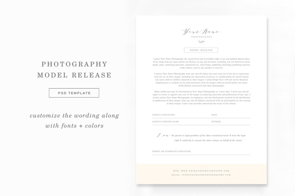 简单的简历模板 Photography Model Release Form