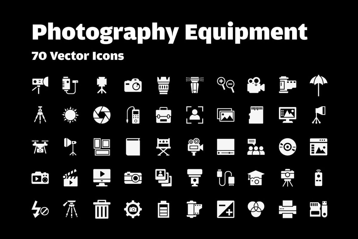 摄影相关的图标素材 70 Photography Vector Icons