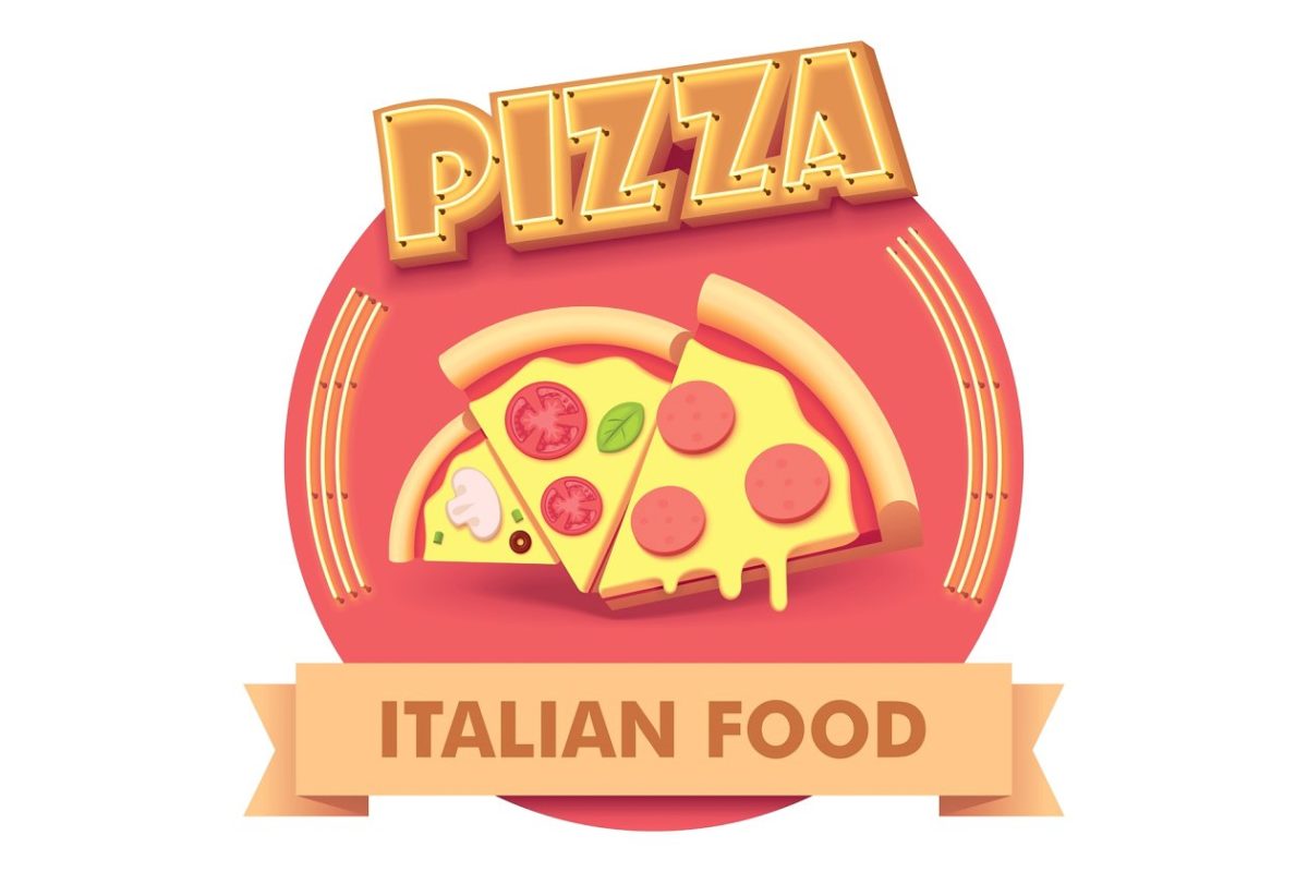 披萨元素插画 Vector pizza illustration or label