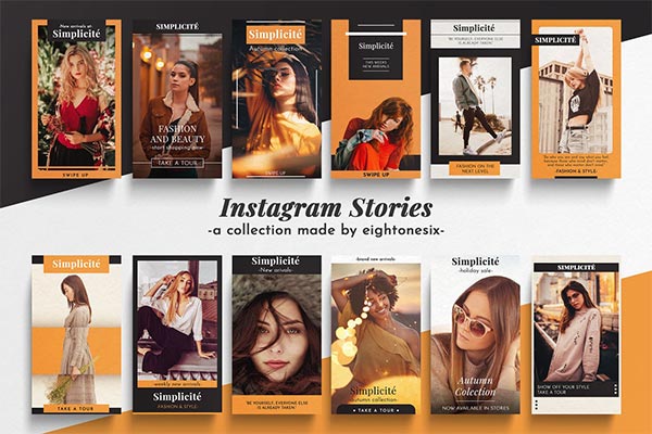 时尚高端配色的Instagram社交媒体海报banner故事设计模板