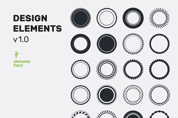 设计师日常项目所需的LOGO标志包括徽章丝带纽扣和许多其他形状矢量模板