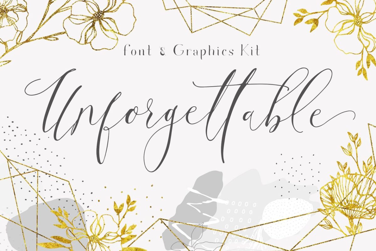 优美流畅英文手写字体 Unforgettable Font and Graphics Kit