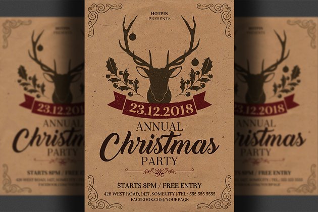 圣诞节邀请函海报模板 Christmas Invitation Flyer