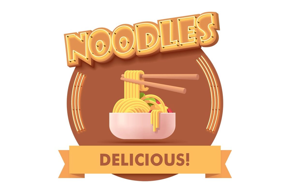 中式美食图形 Vector Chinese noodles icon or label