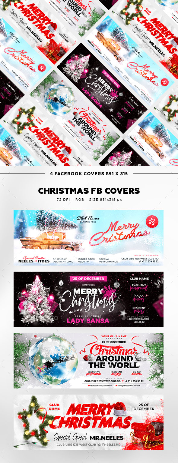 4枚好用的圣诞节促销banner广告模板下载 [PSD]