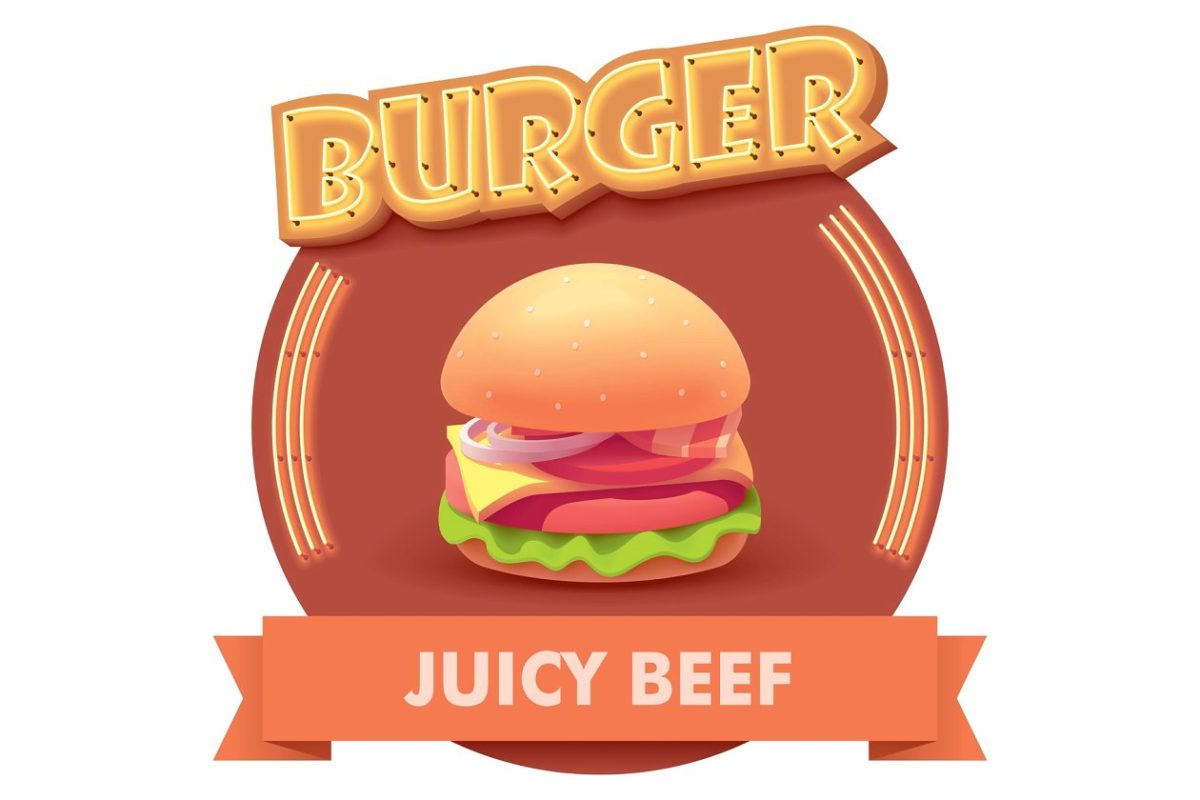 汉堡徽章插画 Vector burger illustration or label