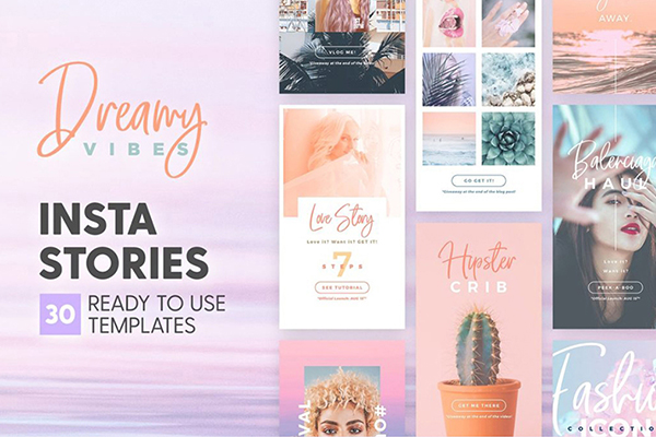 Instagram | 30个高端优雅粉色色调的多用途故事模板PSD社交媒体海报设计模板