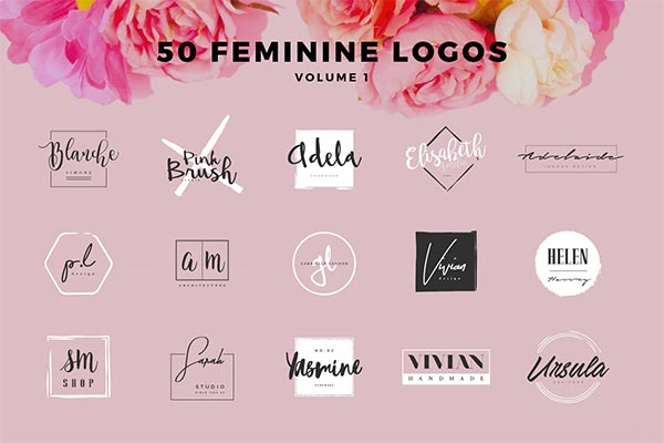 50个时尚高端多用途的女性化风格的logo标志设计模板-1