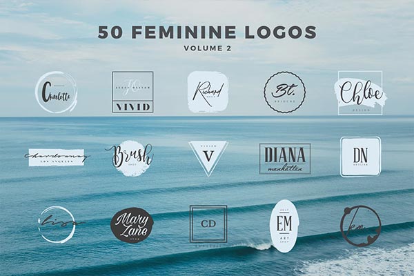 50个时尚高端多用途的女性化风格的logo标志设计模板-2