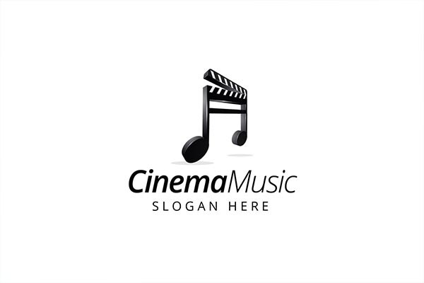 时尚高端3D立体的音乐电影元素结合的高品质logo标志设计模板