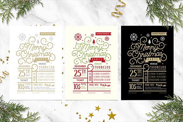 时尚简约好用的新年圣诞节海报宣传单DM设计模板