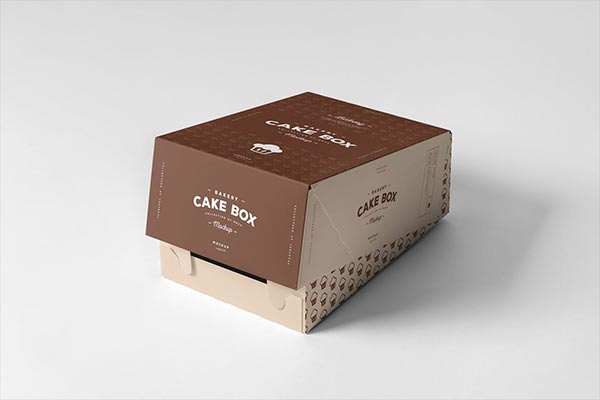 时尚高端优雅的高品质逼真质感的蛋糕盒包装设计VI样机展示模型mockups