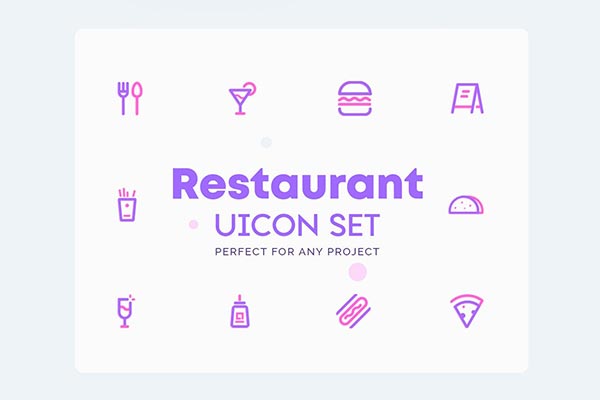 时尚简约高品质的高端餐厅饭店图标icon集合