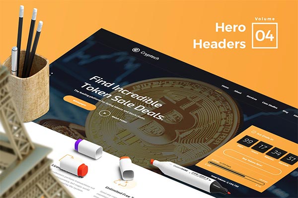 适合各种网页设计项目令人惊叹的17 Hero Headers设计模板vol.4