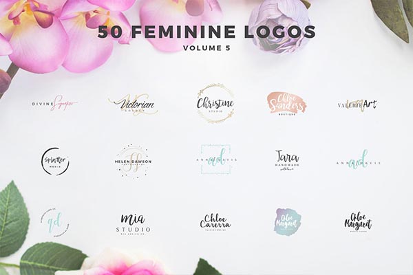 50个时尚高端多用途的女性化风格的logo标志设计模板-5