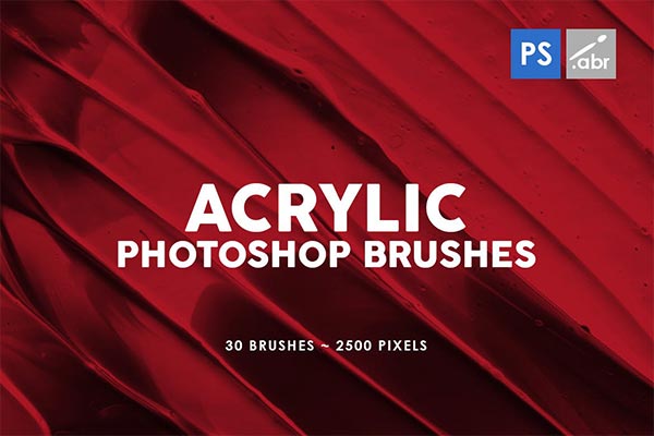 30个高品质的聚丙乙烯涂料油画质感的photoshop笔刷大集合