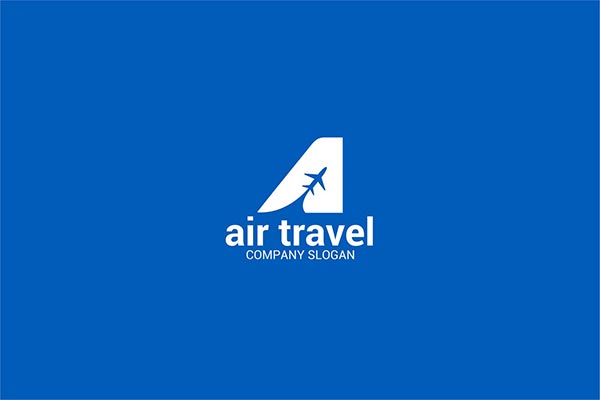 时尚高端简约时尚航空公司旅游公司字母飞机正负形logo标志设计模板