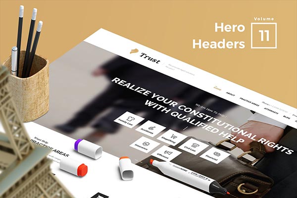 适合各种网页设计项目令人惊叹的16个Hero Headers设计模板vol.11