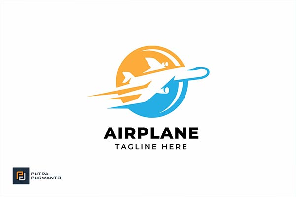 时尚高端简约国际化的飞机航空公司logo标志设计模板