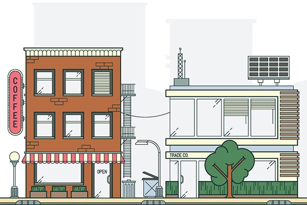 时尚高端优雅的城市街道插画插图海报banner设计建筑元素