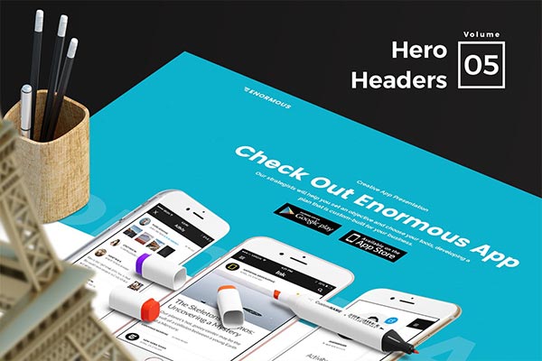 适合各种网页设计项目令人惊叹的17 Hero Headers设计模板vol.5