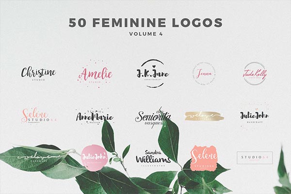 50个时尚高端多用途的女性化风格的logo标志设计模板-4